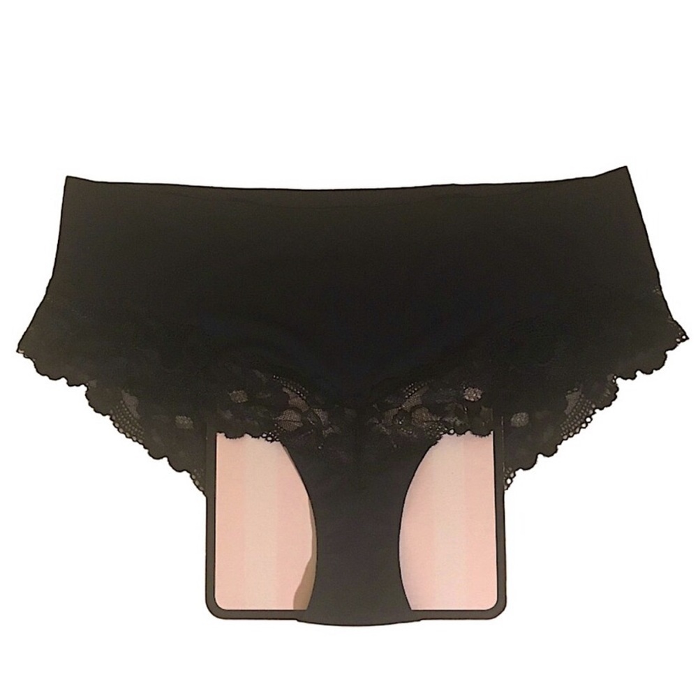 Victoria’s Secret High-Leg Brief with Lace Trim Panty in Black Size Large